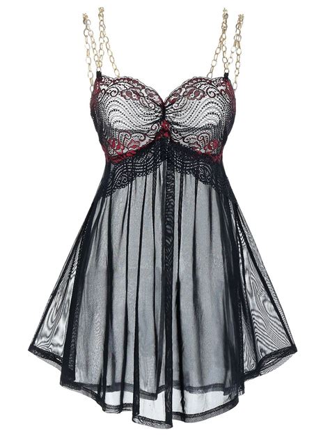 sheer lingerie babydoll|Chemises & Babydolls: Lace, Mesh & Long Gowns .